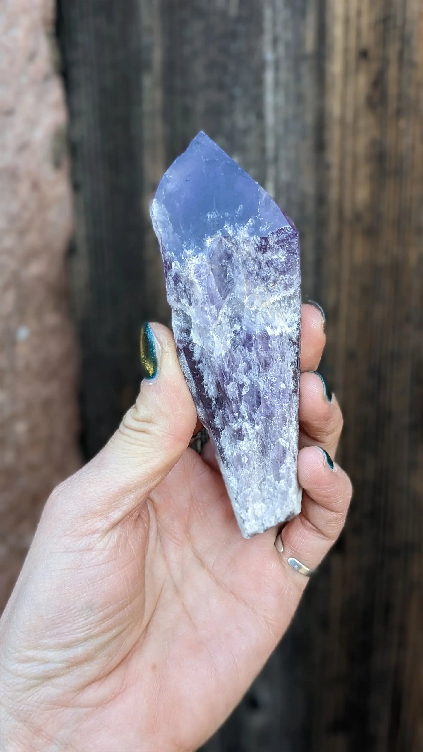1 pointe brute d'améthyste qualité + 12 cm - Aurore Lune