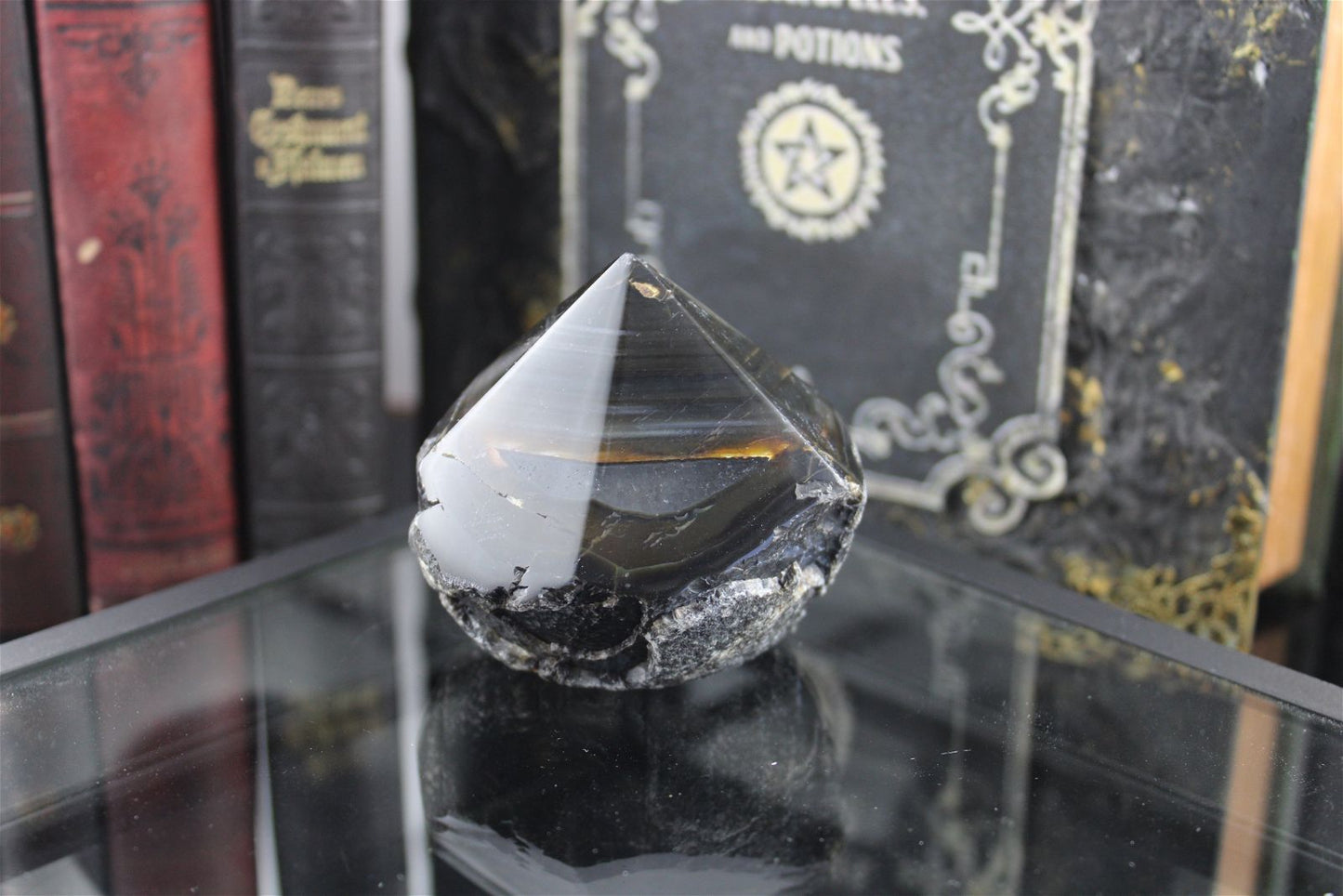 1 pointe en agate du Brésil à poser - Aurore Lune