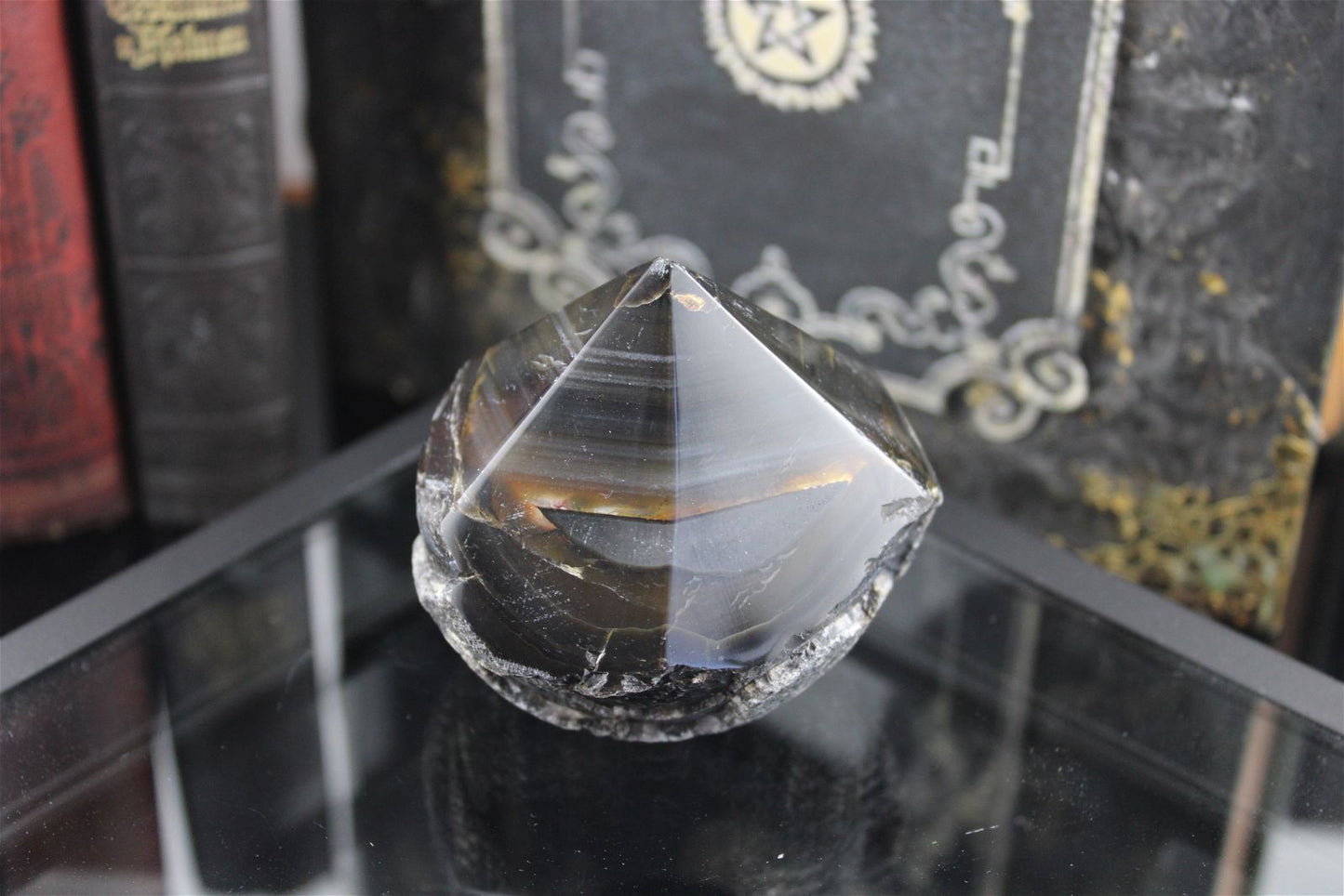 1 pointe en agate du Brésil à poser - Aurore Lune