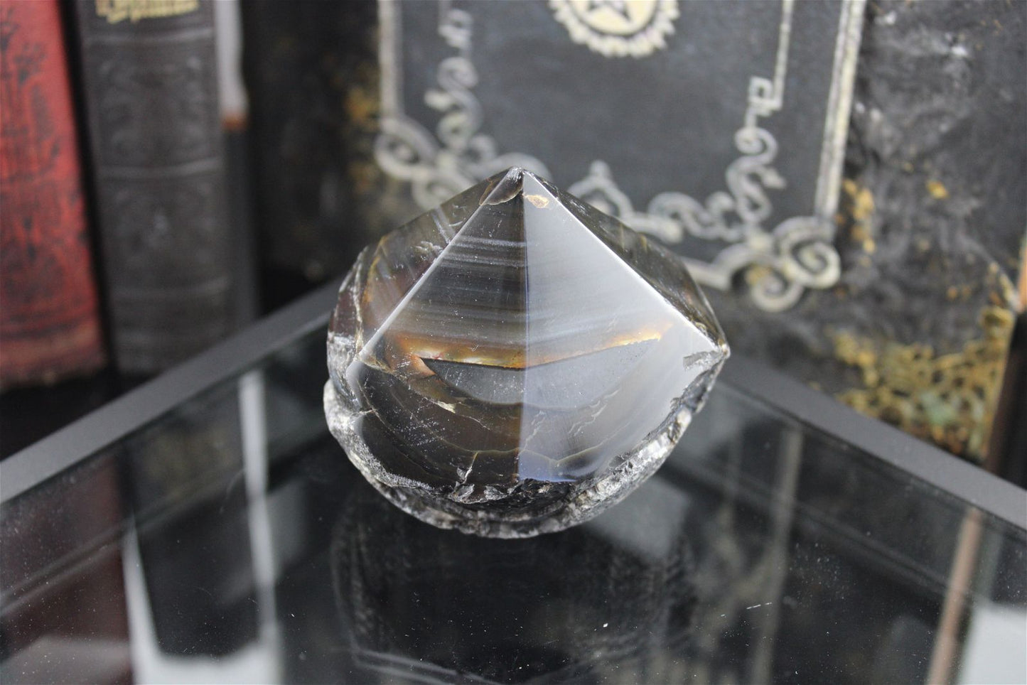 1 pointe en agate du Brésil à poser - Aurore Lune