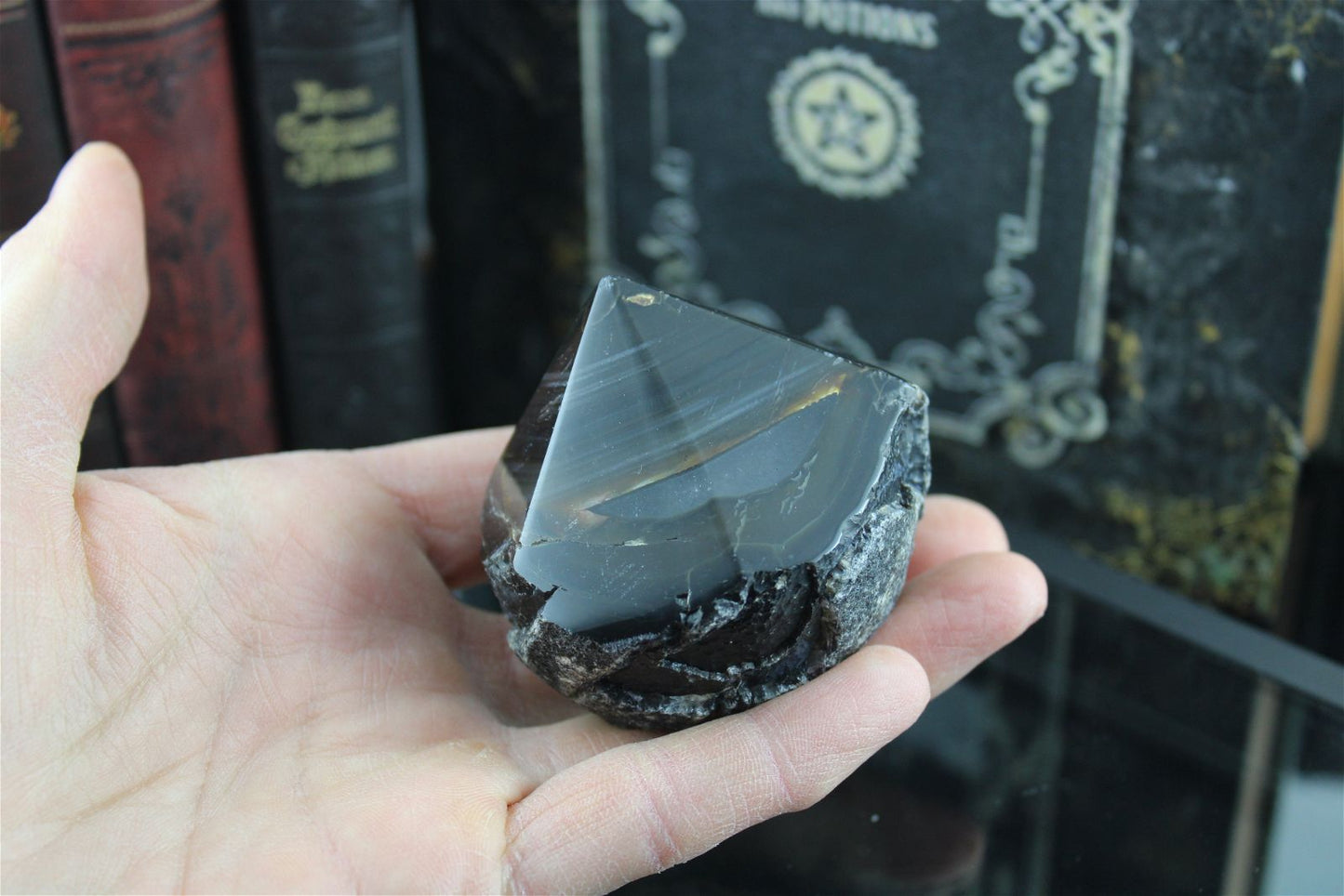 1 pointe en agate du Brésil à poser - Aurore Lune