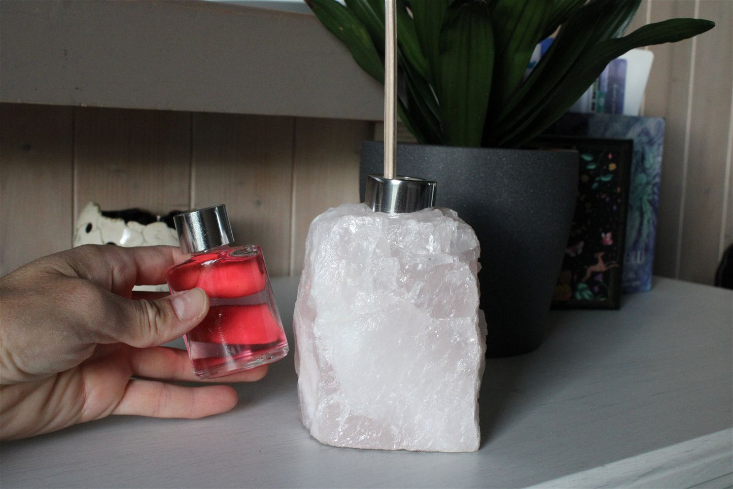1 porte parfum quartz rose + bâtonnets et parfum fournis - Aurore Lune