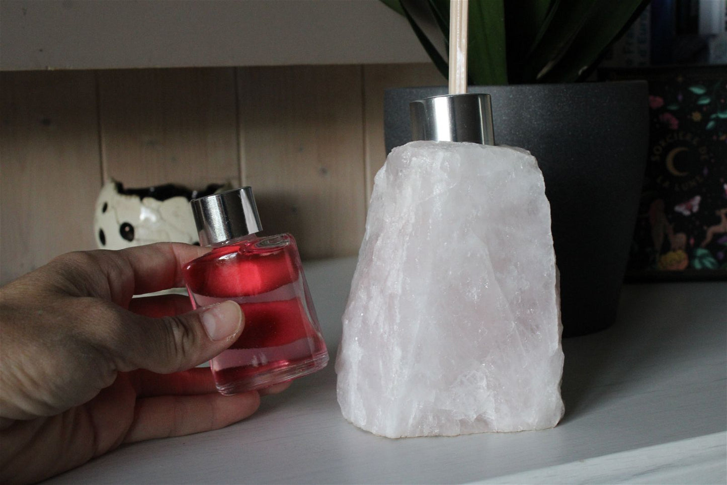 1 porte parfum quartz rose + bâtonnets et parfum fournis - Aurore Lune