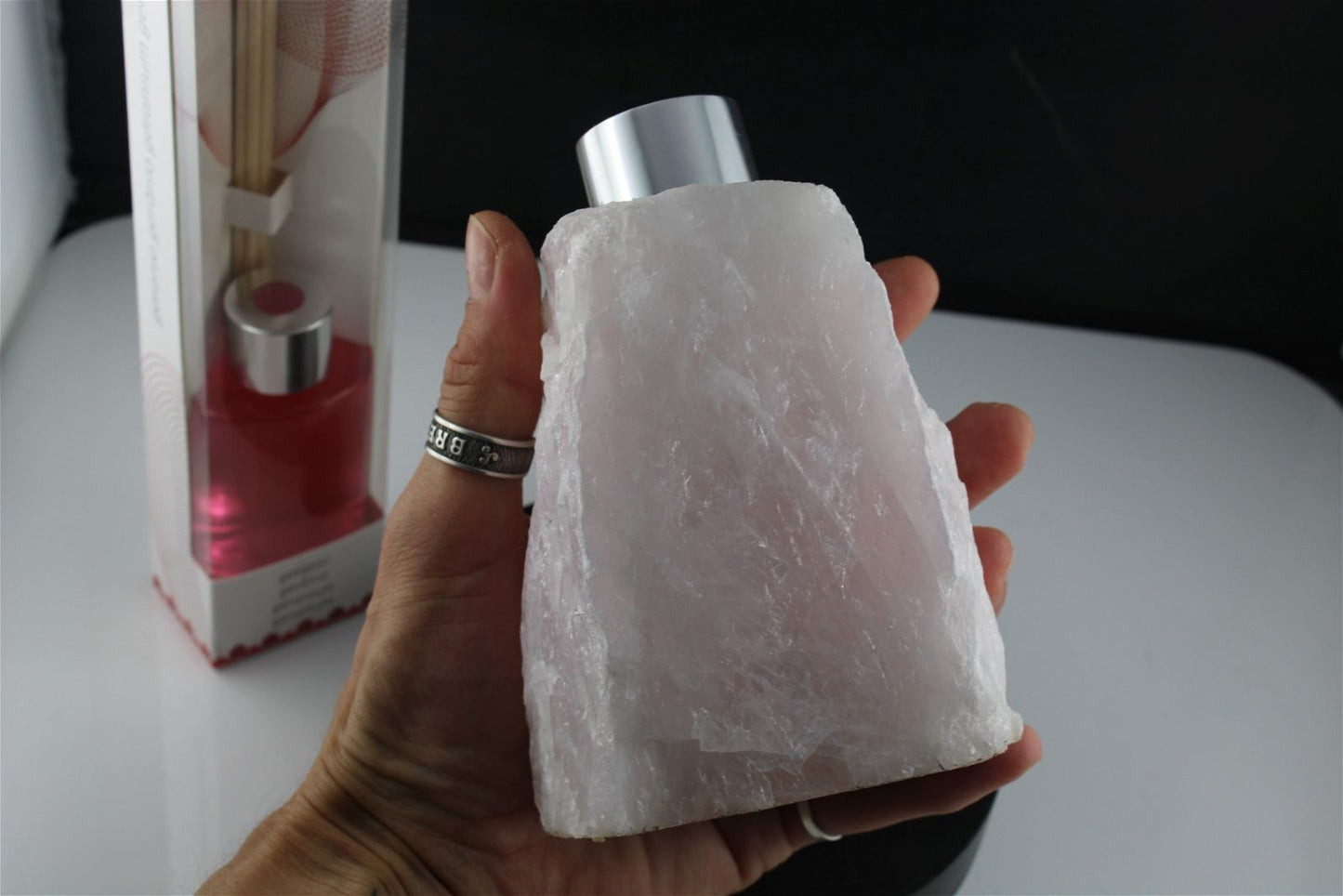 1 porte parfum quartz rose + bâtonnets et parfum fournis - Aurore Lune