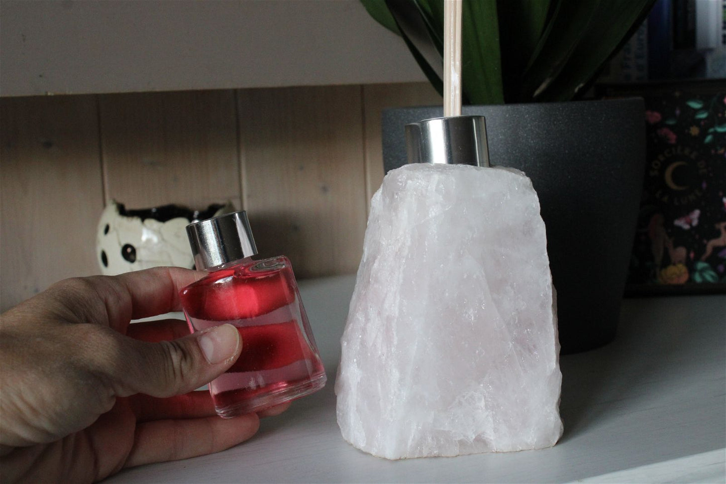 1 porte parfum quartz rose + bâtonnets et parfum fournis - Aurore Lune