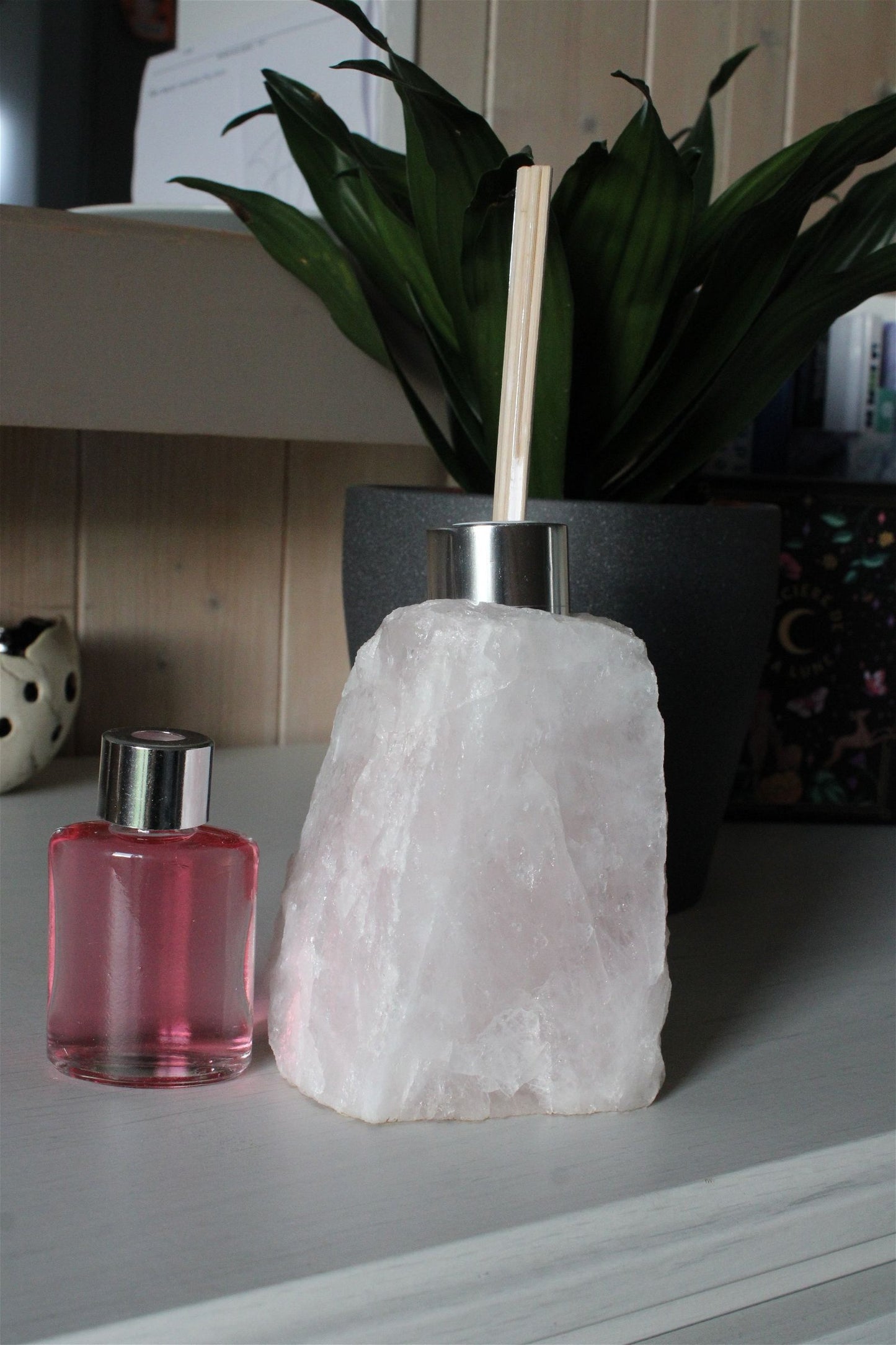 1 porte parfum quartz rose + bâtonnets et parfum fournis - Aurore Lune