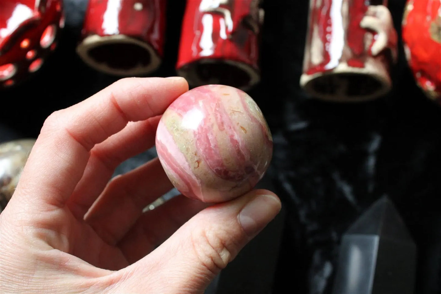 1 sphère opale rose du Pérou 3.5 cm - Aurore Lune