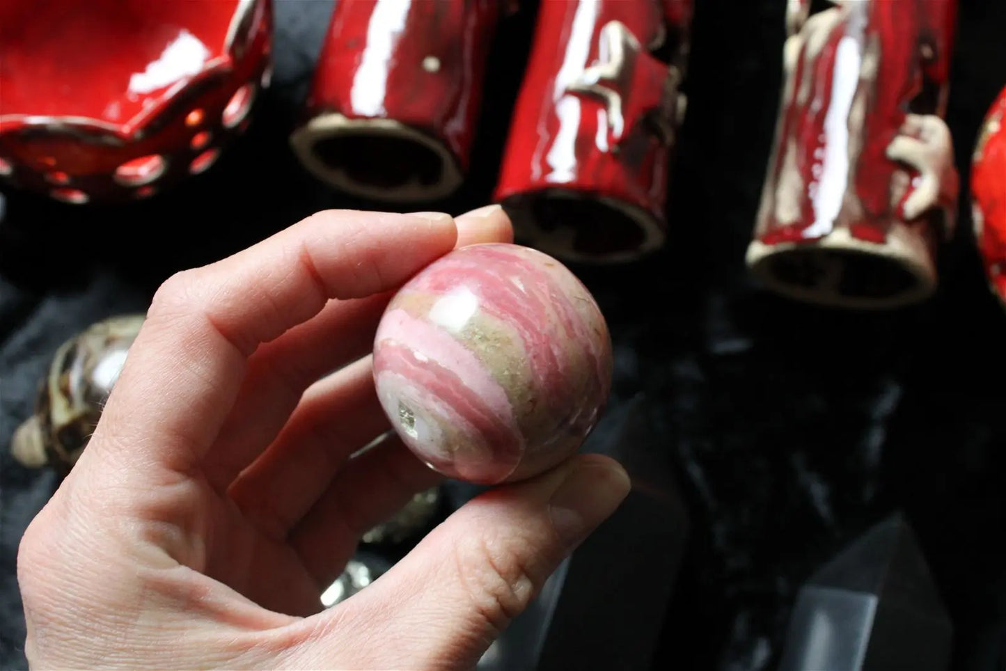 1 sphère opale rose du Pérou 3.5 cm - Aurore Lune