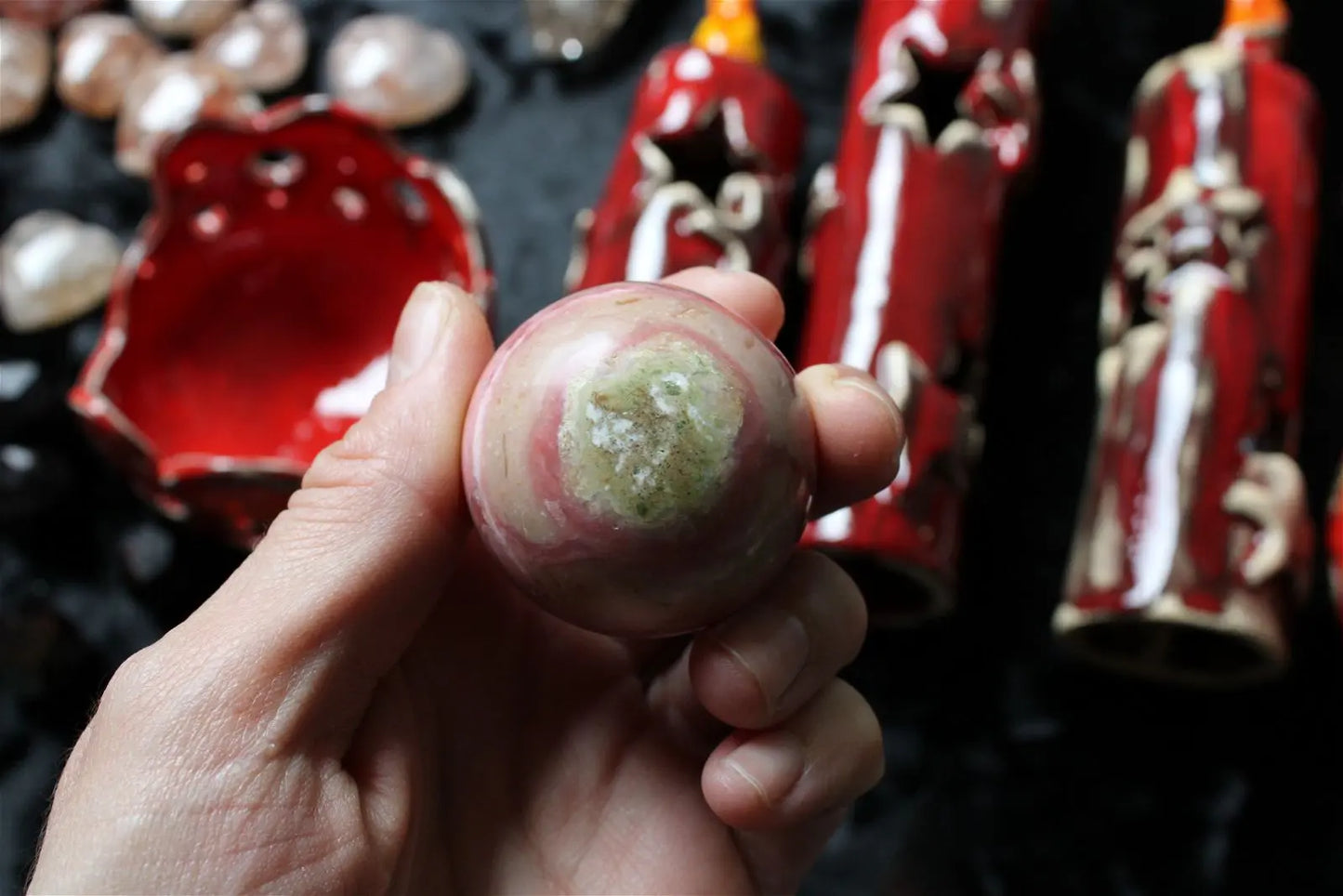 1 sphère opale rose du Pérou 3.5 cm - Aurore Lune