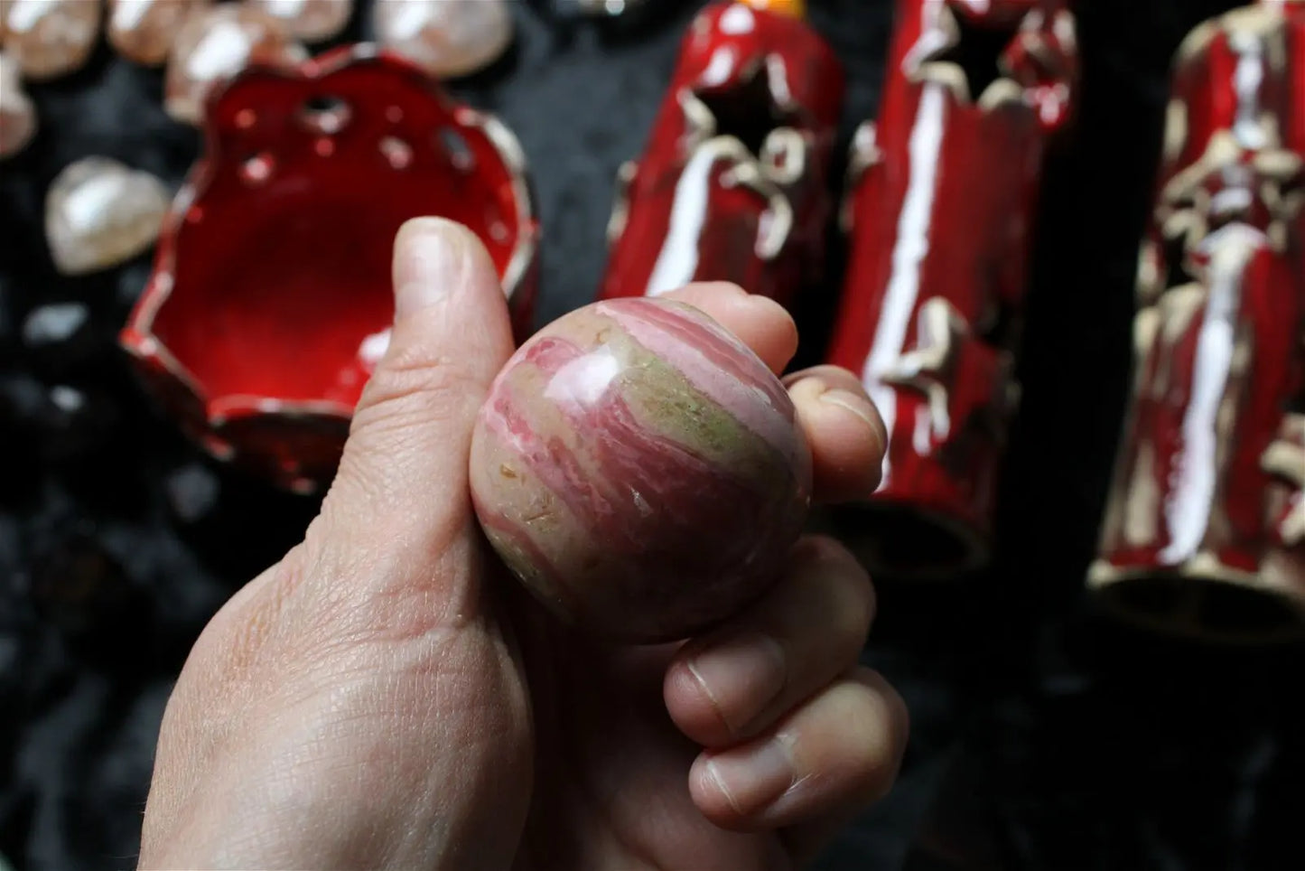 1 sphère opale rose du Pérou 3.5 cm - Aurore Lune