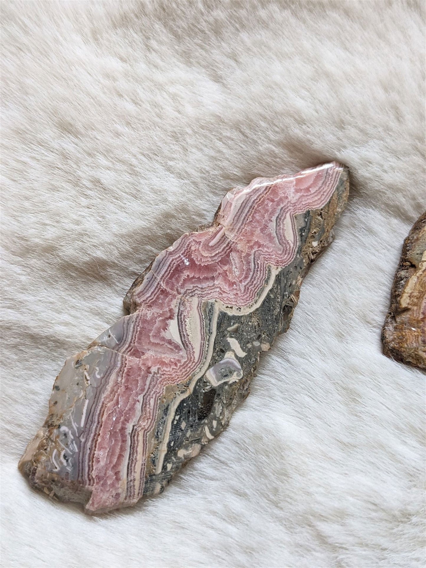 1 tranche polie en rhodochrosite - Aurore Lune