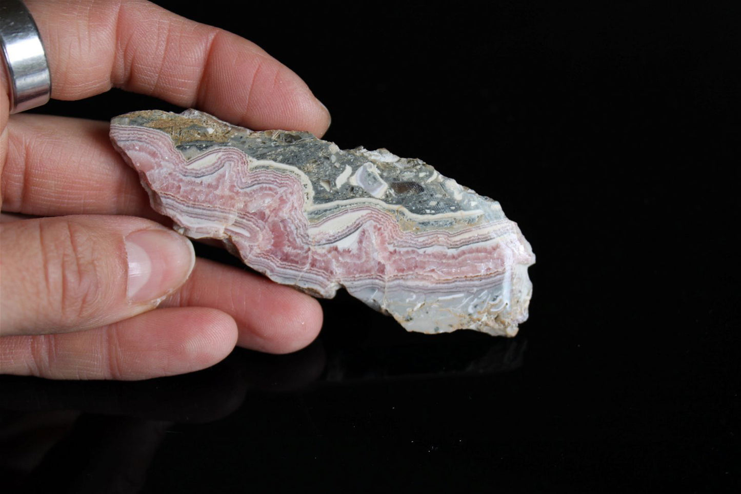 1 tranche polie en rhodochrosite - Aurore Lune