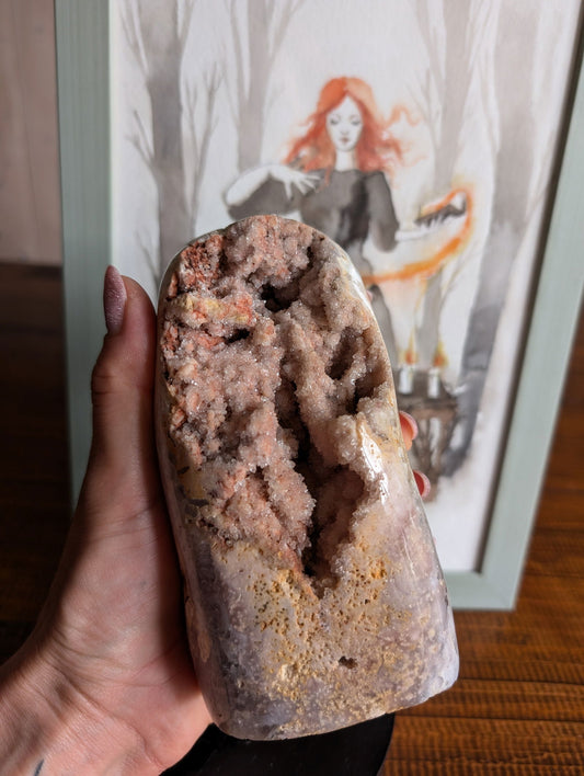 Améthyste rose à poser - Aurore Lune