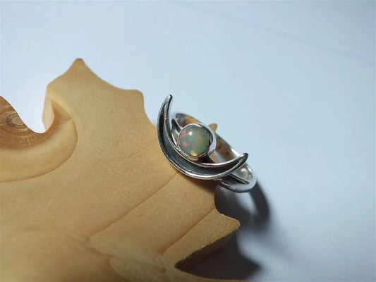 Bague Lune opale véritable t.59 - Aurore Lune