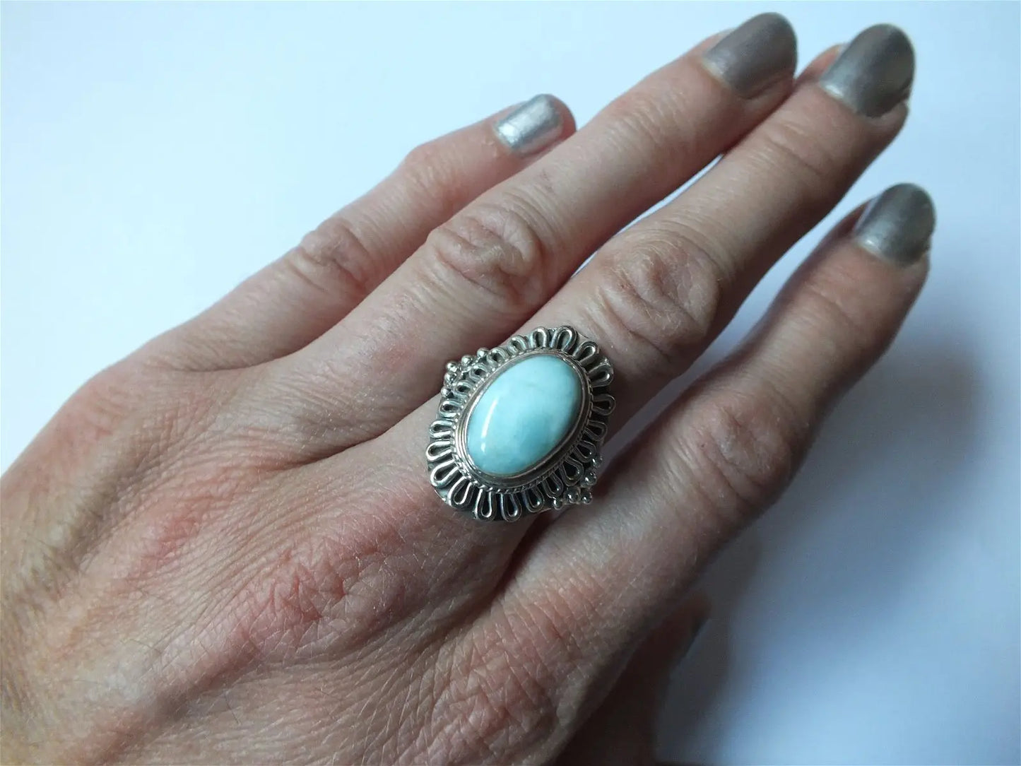 Bague avec larimar T.63 - Aurore Lune