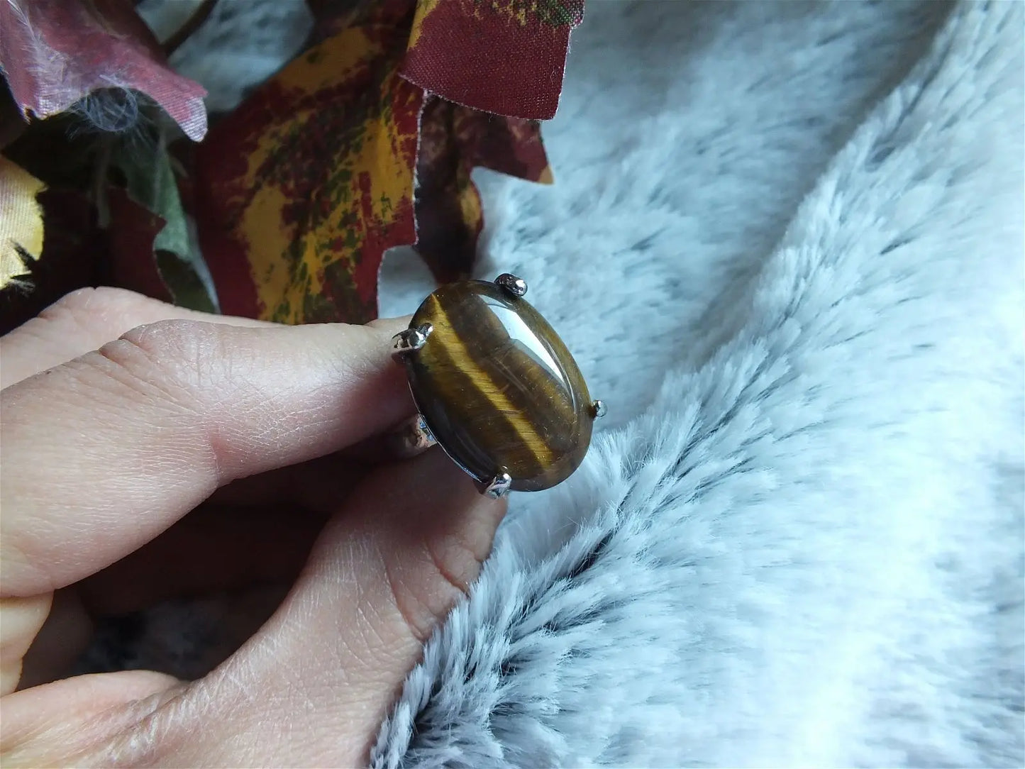 Bague en oeil de tigre t.55 - Aurore Lune