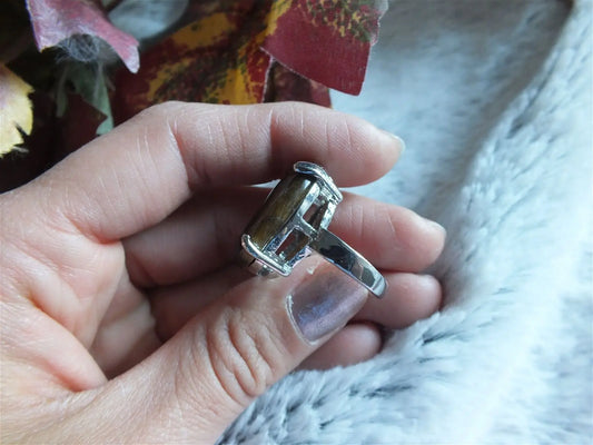 Bague en oeil de tigre t.55 - Aurore Lune