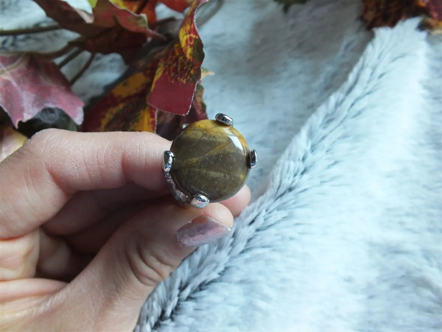 Bague en oeil de tigre t.58 - Aurore Lune