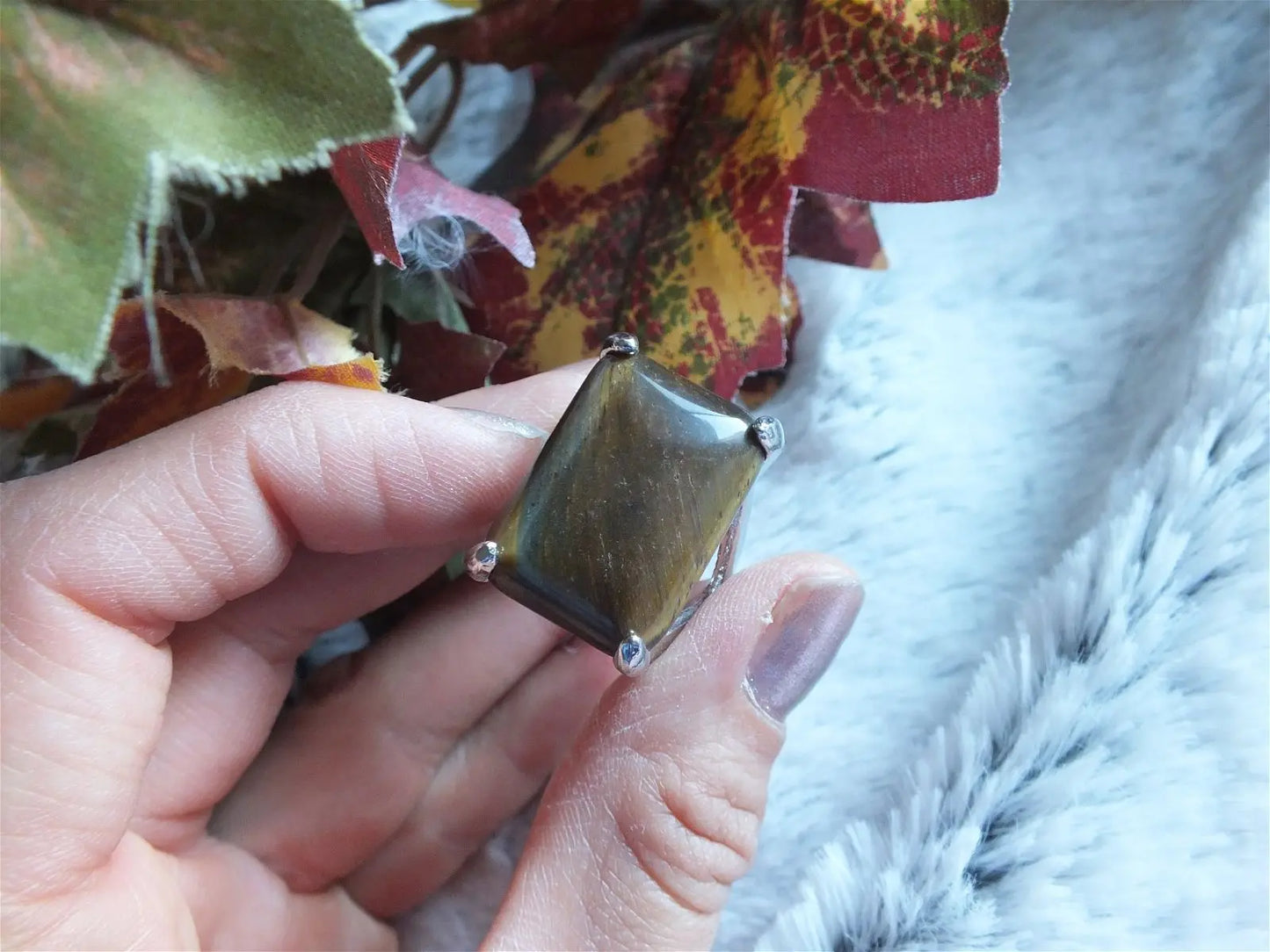 Bague en oeil de tigre t.61 - Aurore Lune