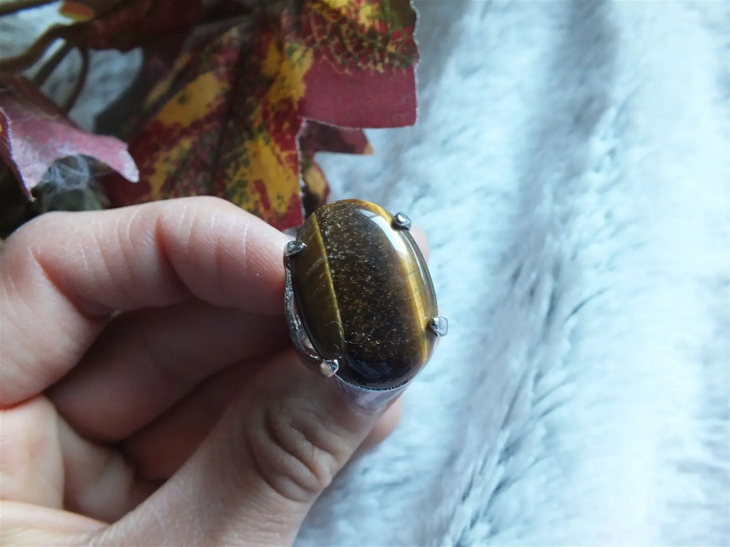 Bague en oeil de tigre t. 55 - Aurore Lune
