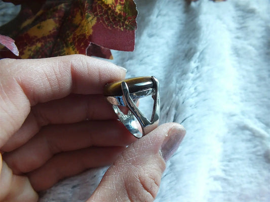 Bague en oeil de tigre t. 55 - Aurore Lune