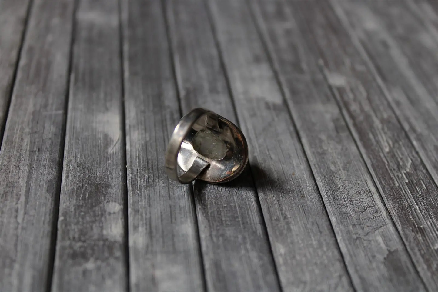 Bague labradorite blanche t. 54 - Aurore Lune