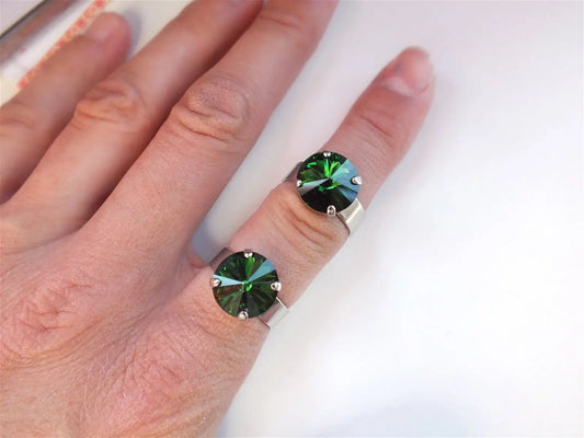 Bague réglable décorée swarovski authentique - Aurore Lune