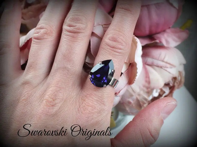 Bague réglable décorée swarovski authentique - Aurore Lune