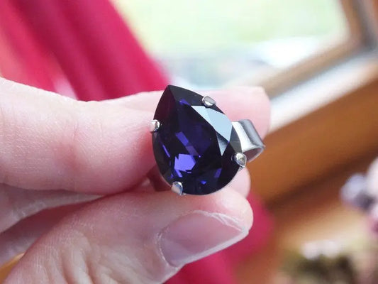 Bague réglable décorée swarovski authentique - Aurore Lune