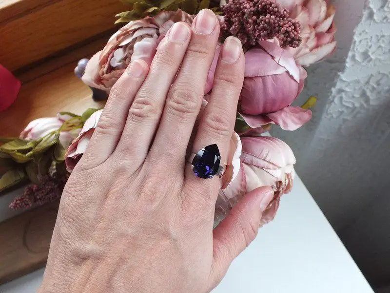 Bague réglable décorée swarovski authentique - Aurore Lune