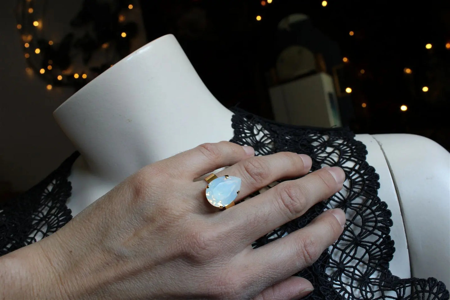 Bague réglable décorée swarovski authentique - Aurore Lune
