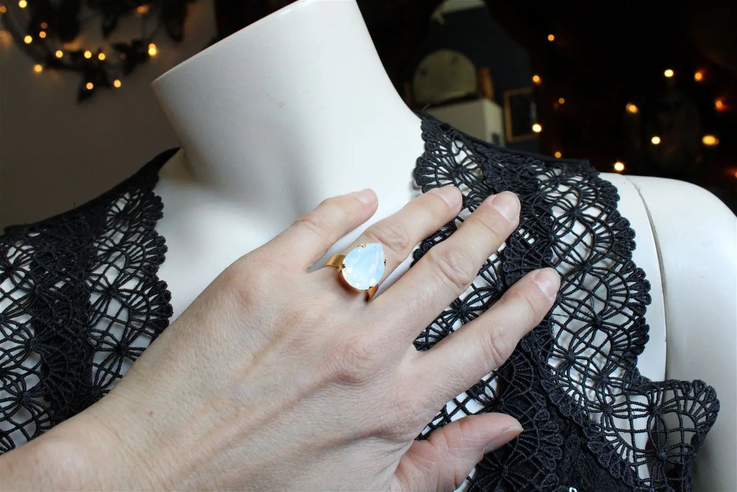 Bague réglable décorée swarovski authentique - Aurore Lune