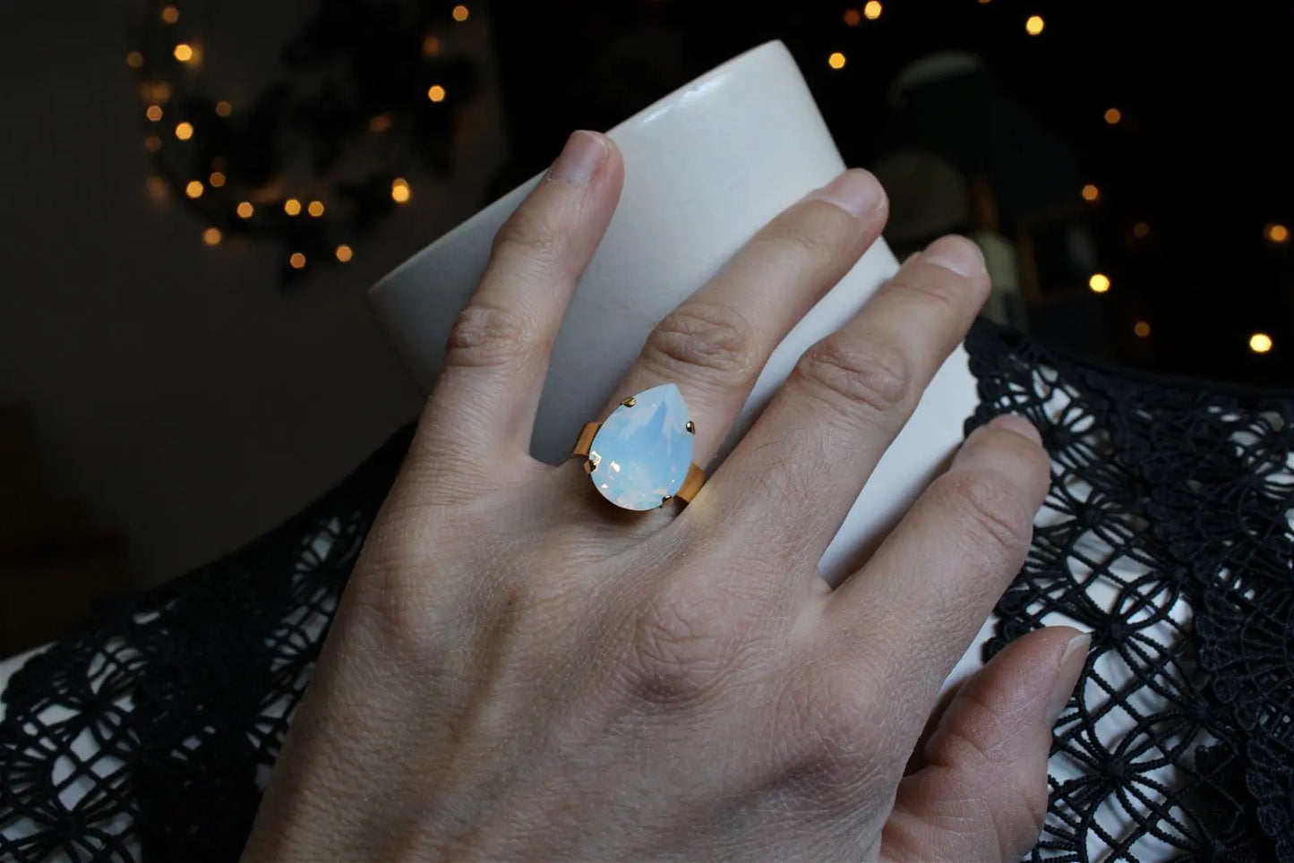 Bague réglable décorée swarovski authentique - Aurore Lune