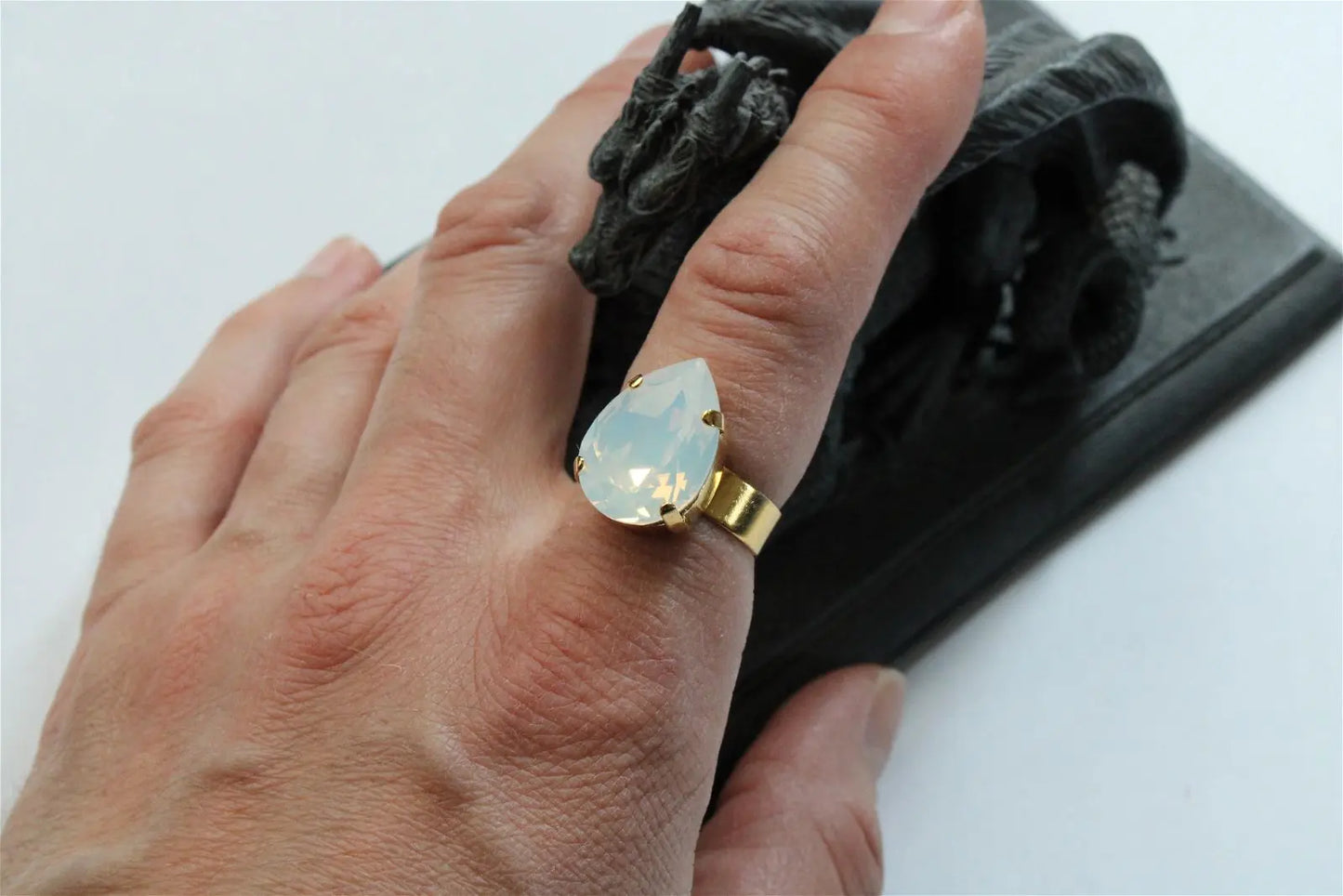 Bague réglable décorée swarovski authentique - Aurore Lune