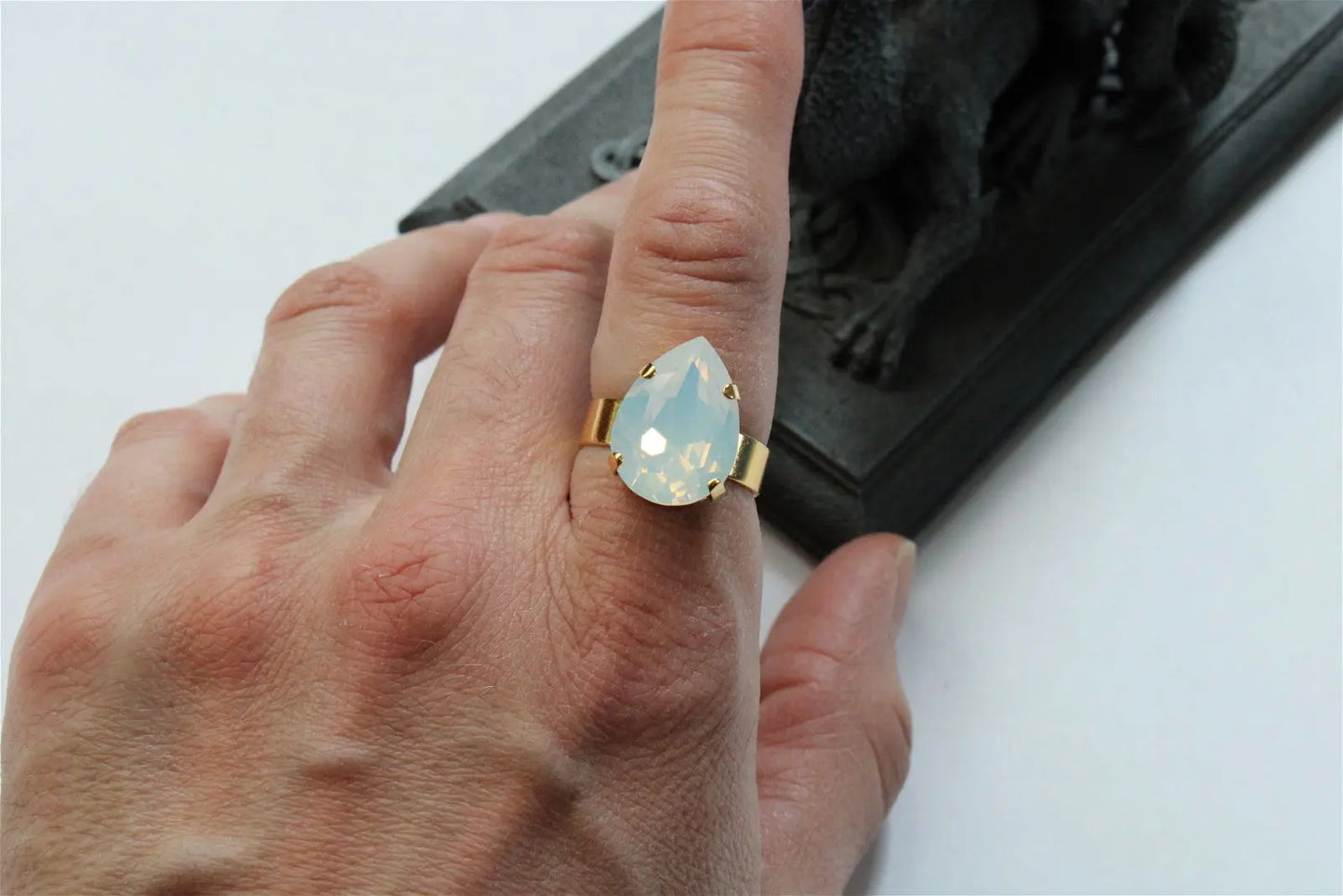 Bague réglable décorée swarovski authentique - Aurore Lune