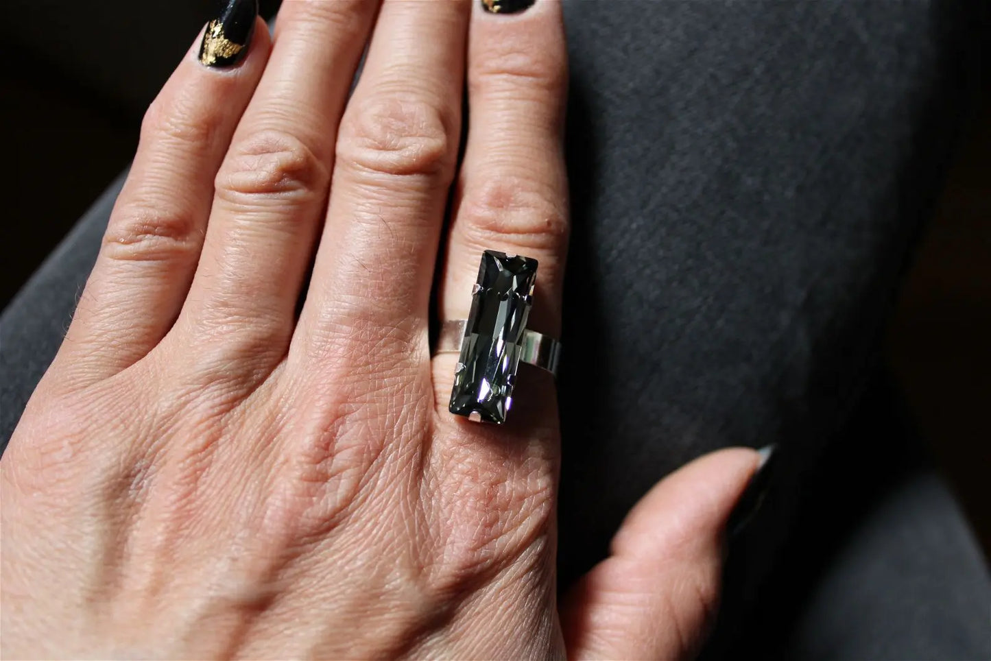 Bague réglable décorée swarovski authentique - Aurore Lune