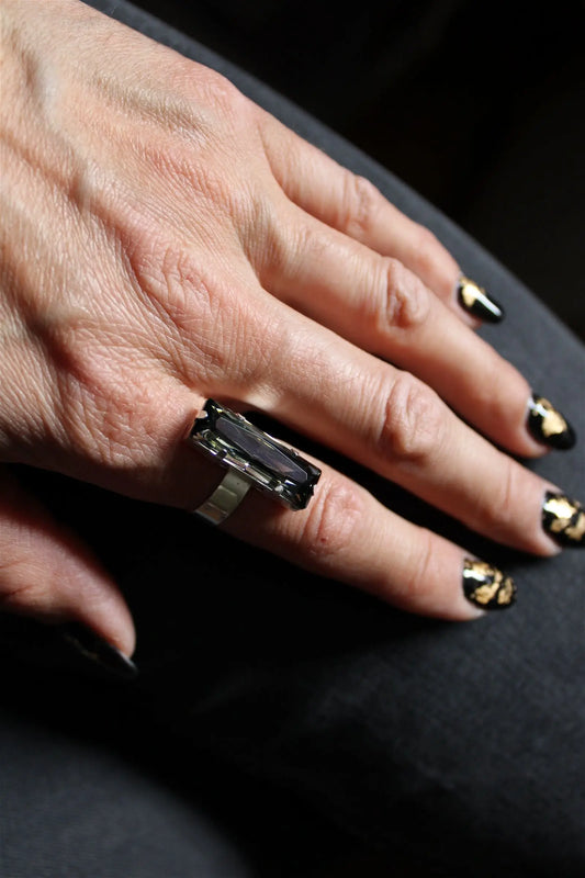 Bague réglable décorée swarovski authentique - Aurore Lune