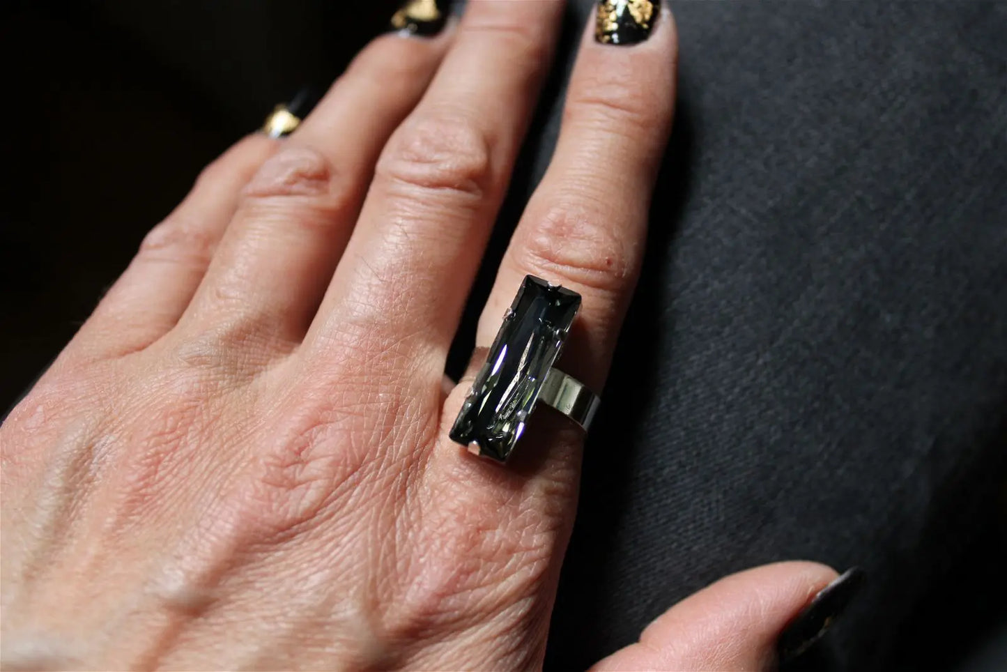 Bague réglable décorée swarovski authentique - Aurore Lune
