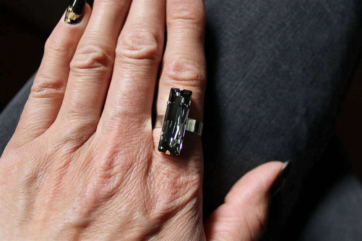 Bague réglable décorée swarovski authentique - Aurore Lune