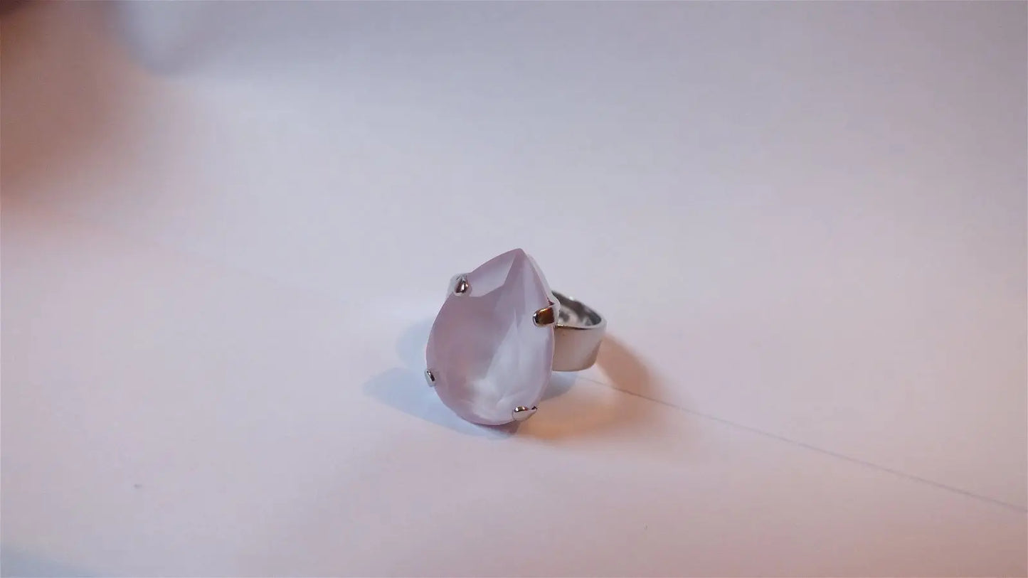 Bague réglable décorée swarovski rose clair - Aurore Lune