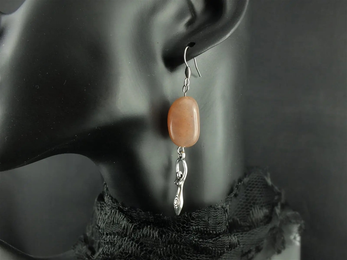 Boucles d'oreilles Déesses pierre de lune - Aurore Lune