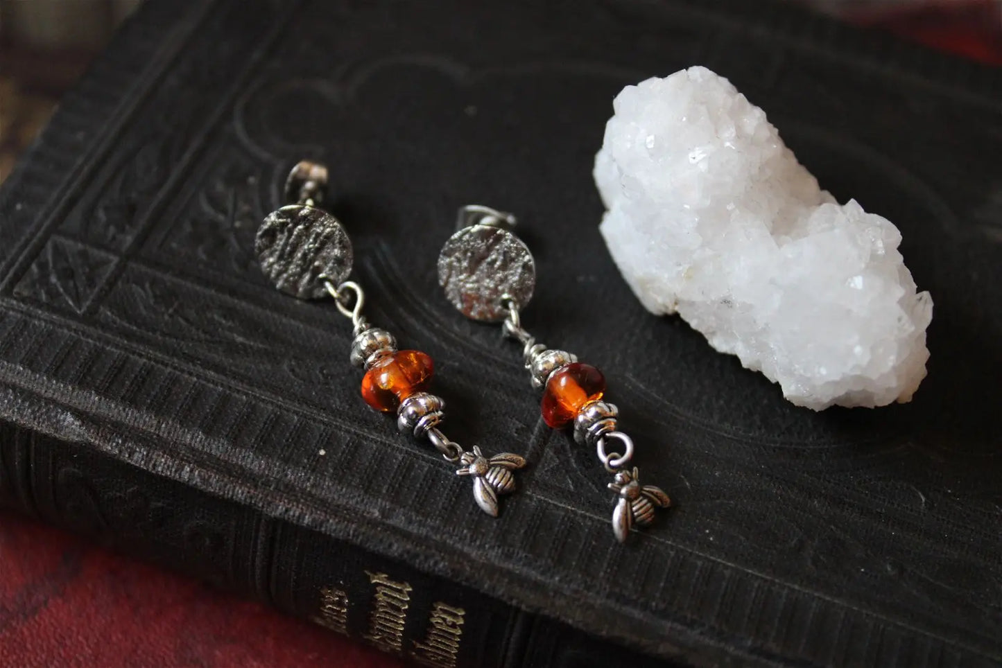 Boucles d'oreilles avec ambre - Aurore Lune
