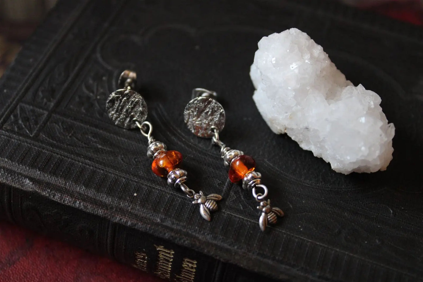 Boucles d'oreilles avec ambre - Aurore Lune