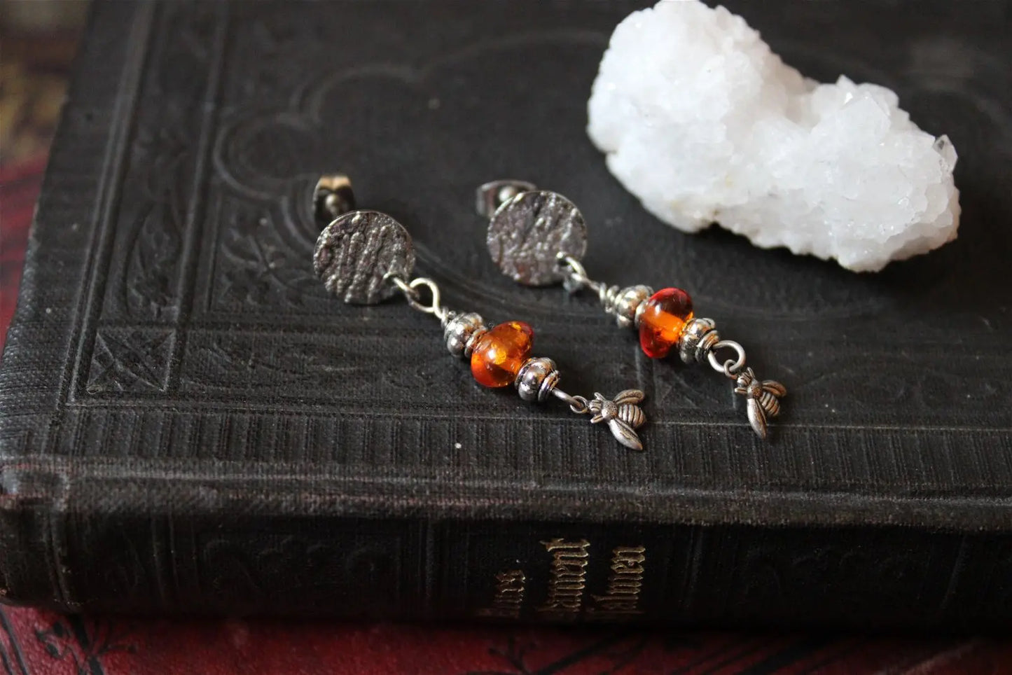 Boucles d'oreilles avec ambre - Aurore Lune