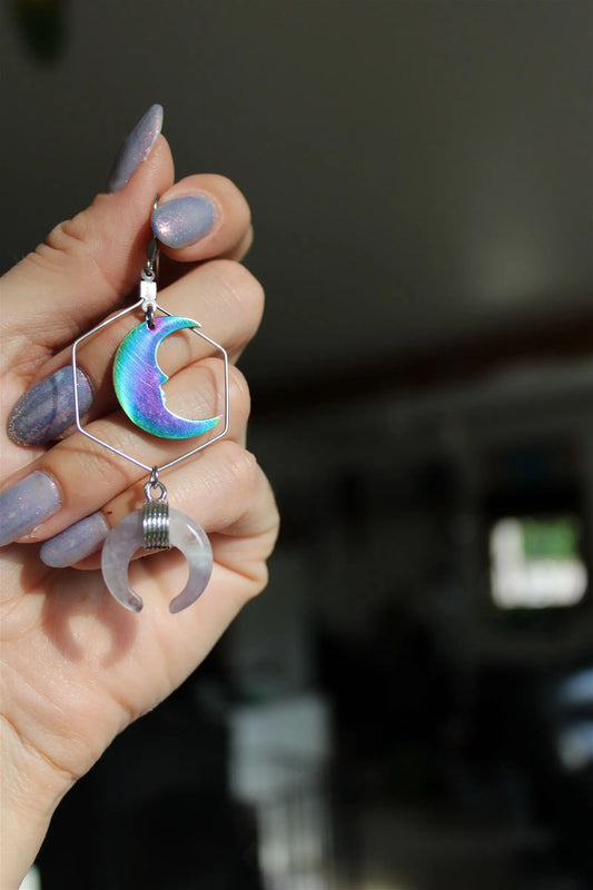 Boucles d'oreilles avec améthystes et lunes - Aurore Lune