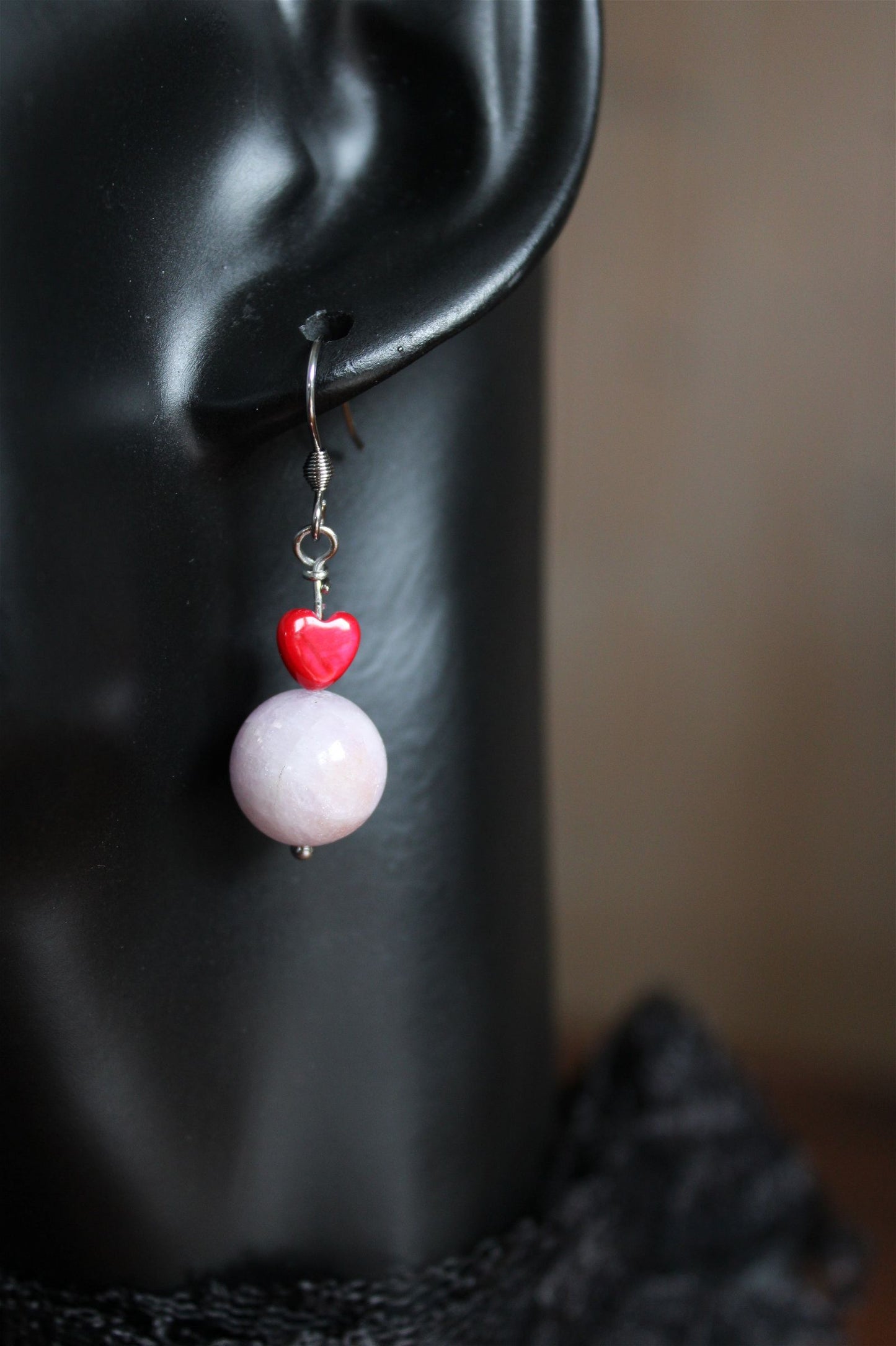 Boucles d'oreilles avec kunzite - pierres naturelles - Aurore Lune