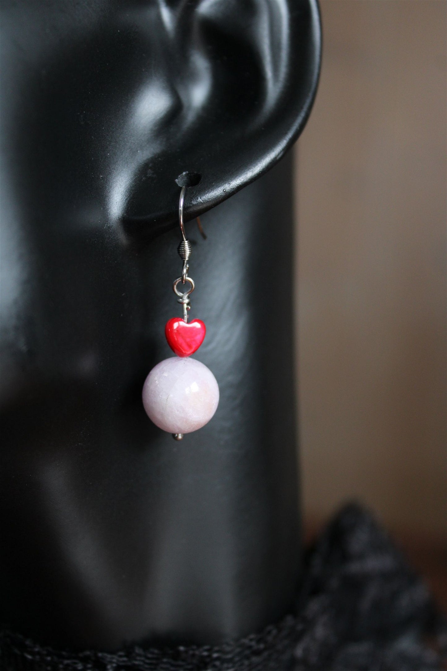 Boucles d'oreilles avec kunzite - pierres naturelles - Aurore Lune