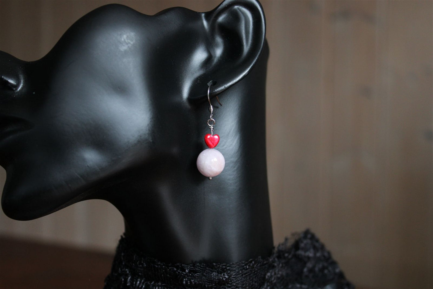 Boucles d'oreilles avec kunzite - pierres naturelles - Aurore Lune