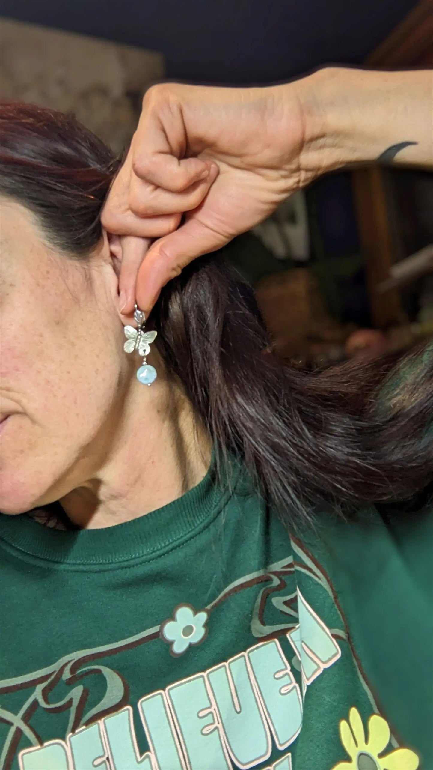 Boucles d'oreilles avec larimar - Aurore Lune