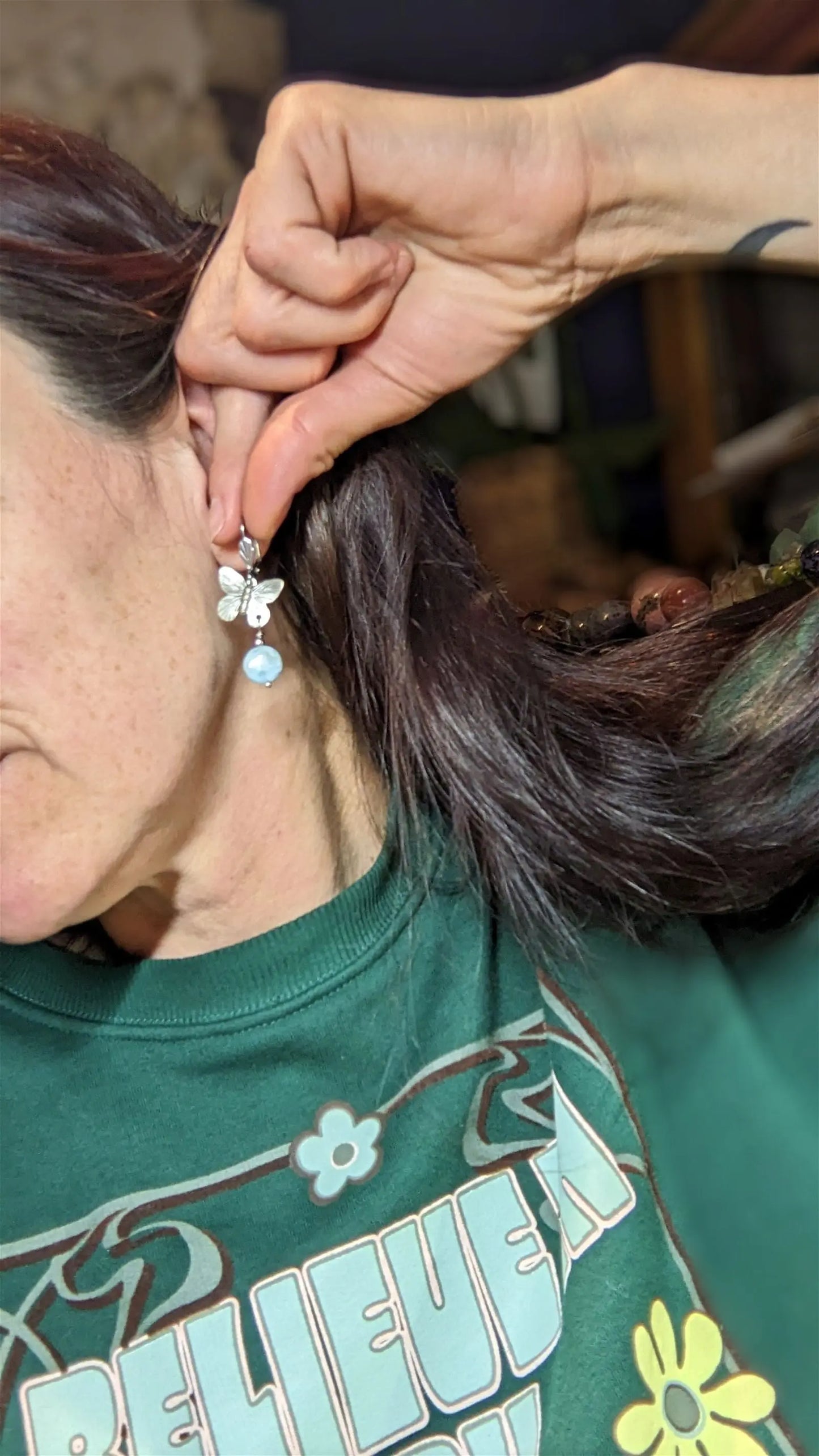 Boucles d'oreilles avec larimar - Aurore Lune